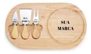 Kit Queijo 4 Peças Personalizada Tabua Garfo Vinho Pestisco (Solicite Orçamento)