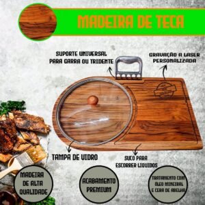 Kit Churrasco Tabua Gamela Tampa Vidro Nome Personalizado (Solicite Orçamento)